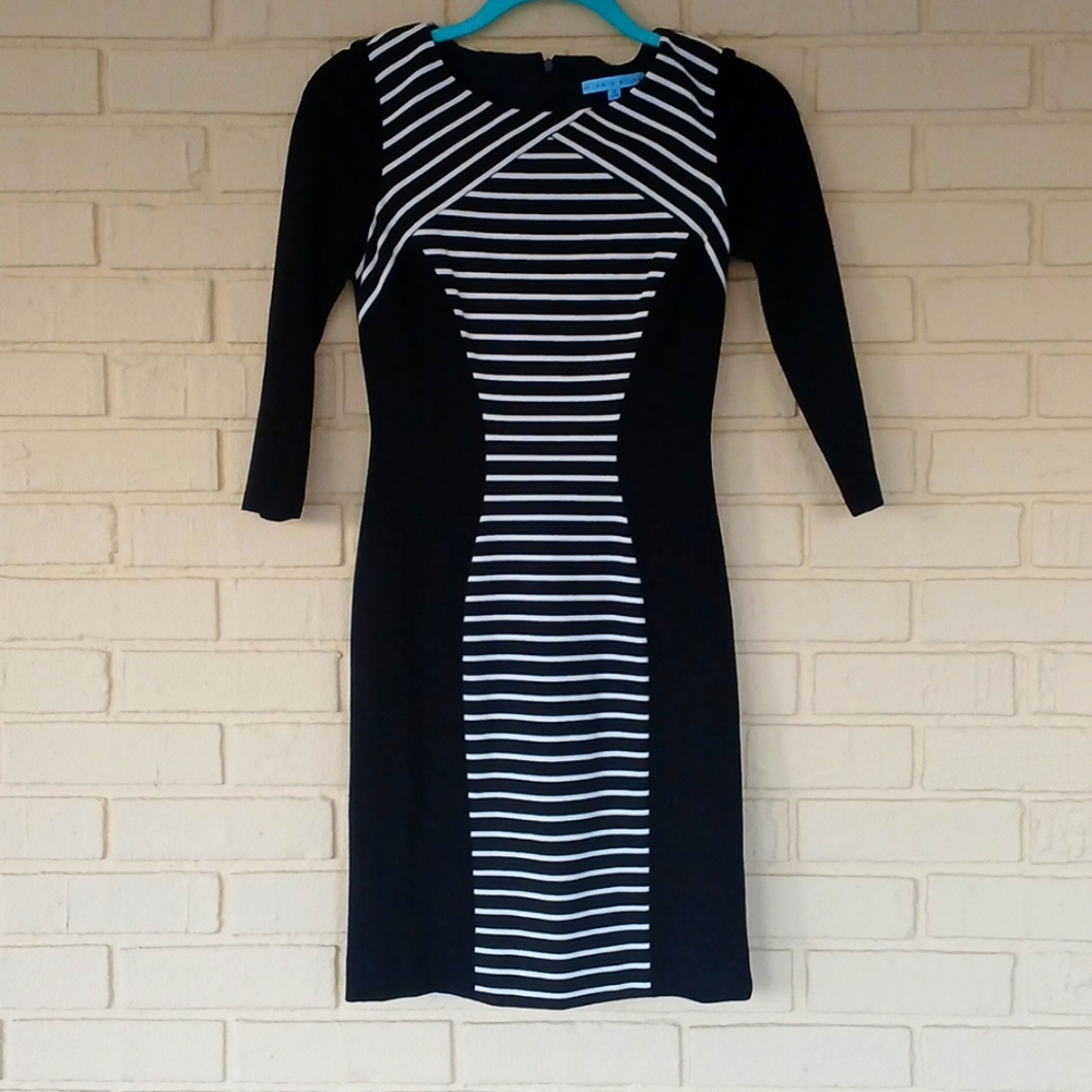 Antonio Melani fitted dress. Size 0. Black and white.